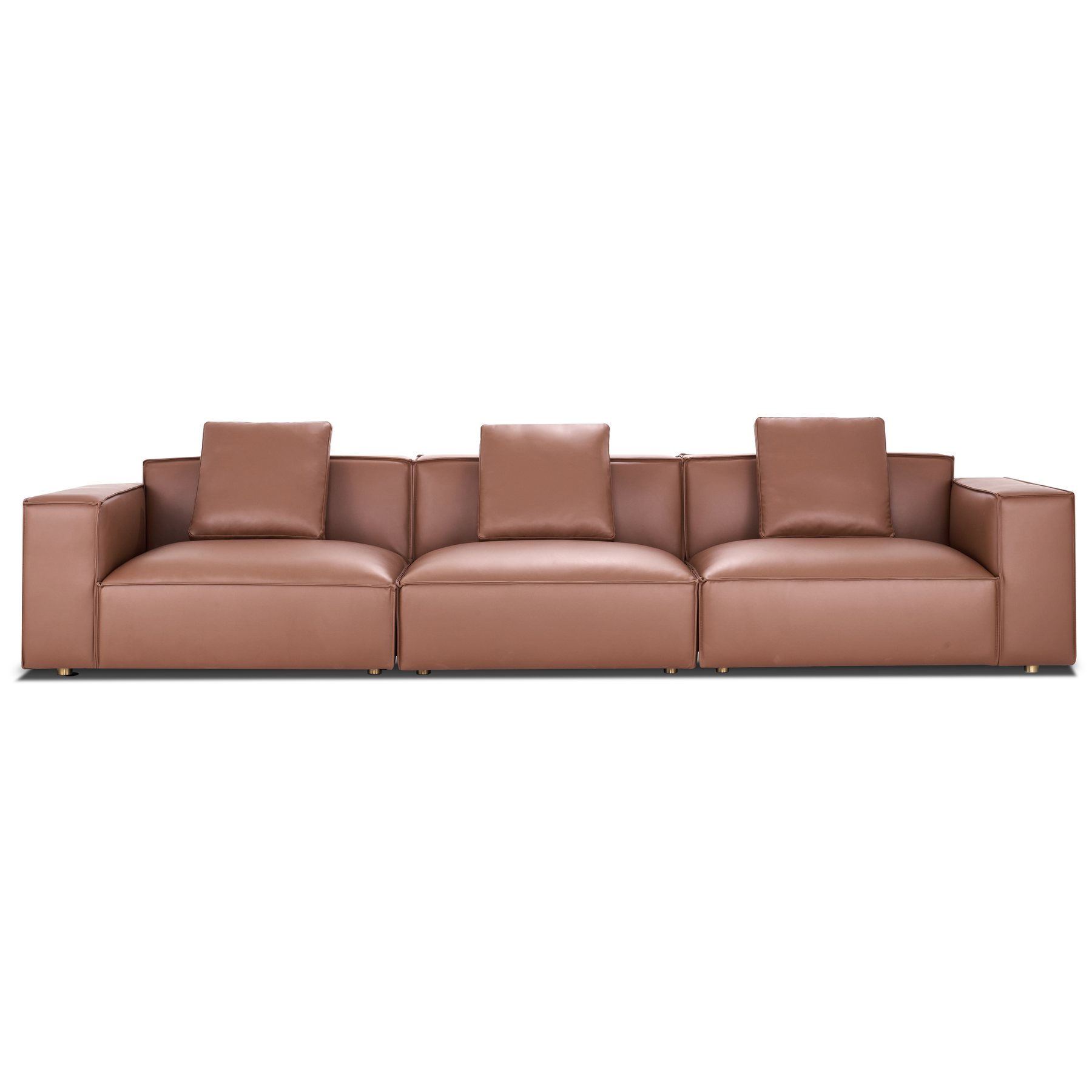 Modern Italian Brown Microfiber Leather Sofa, with Armrest, with Cushions