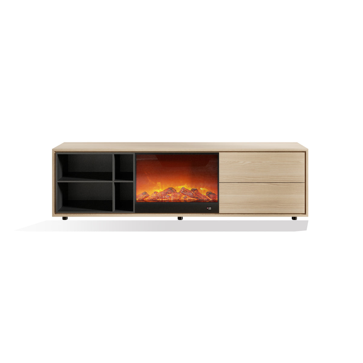 Nordic Style Walnut Wood Electric Fireplace