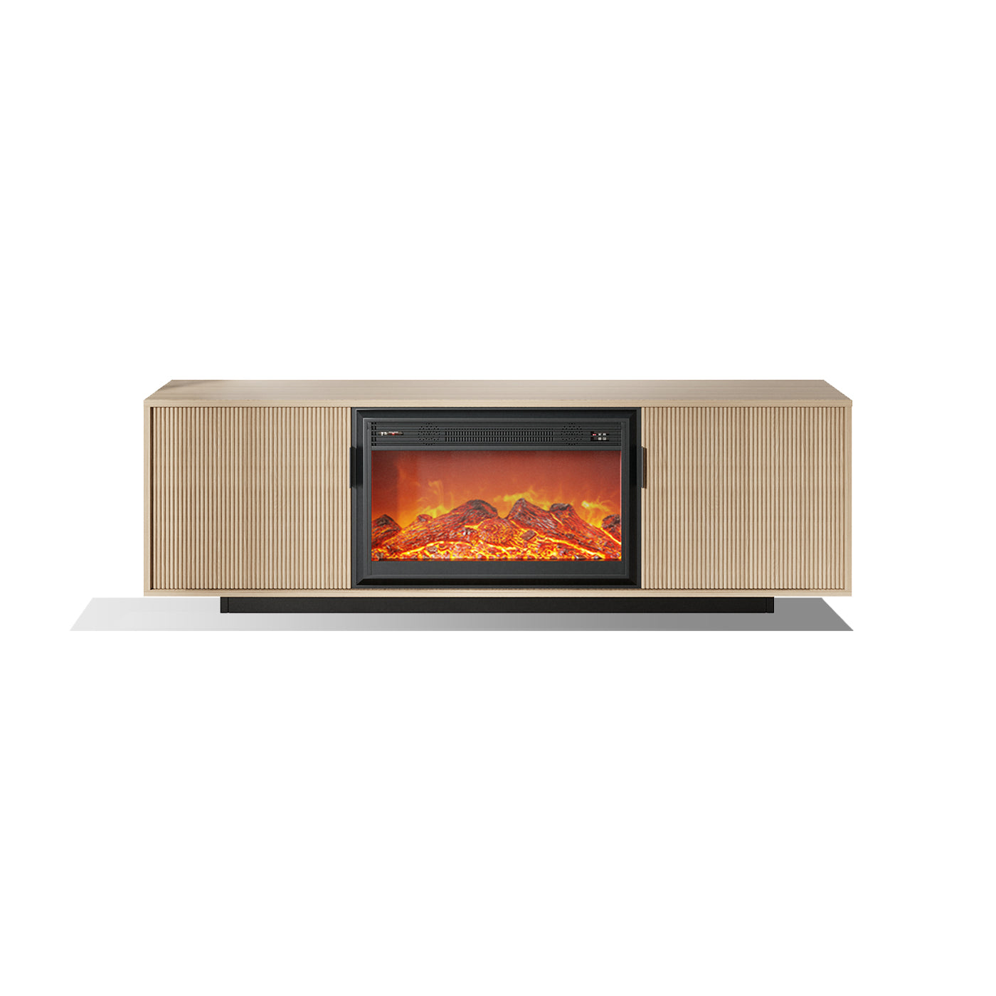 70.8in Walnut Veneer Simulated Heating Fireplace