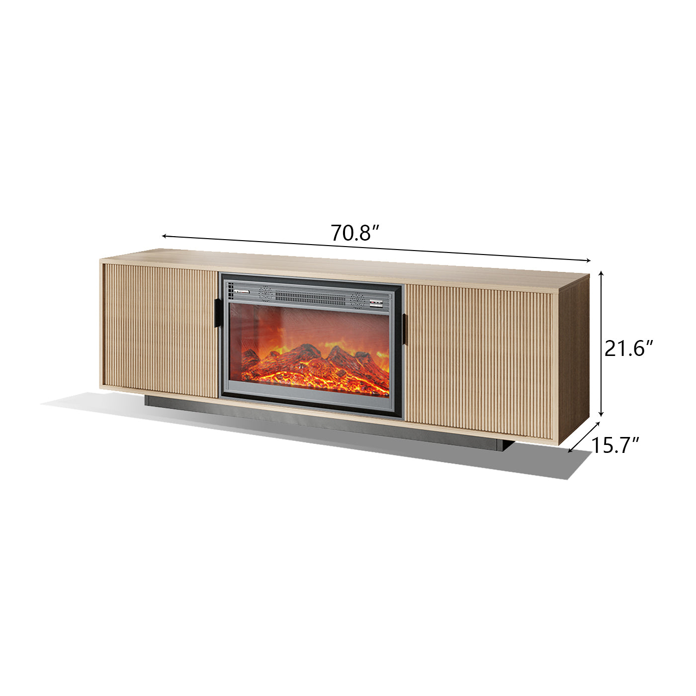 70.8in Walnut Veneer Simulated Heating Fireplace