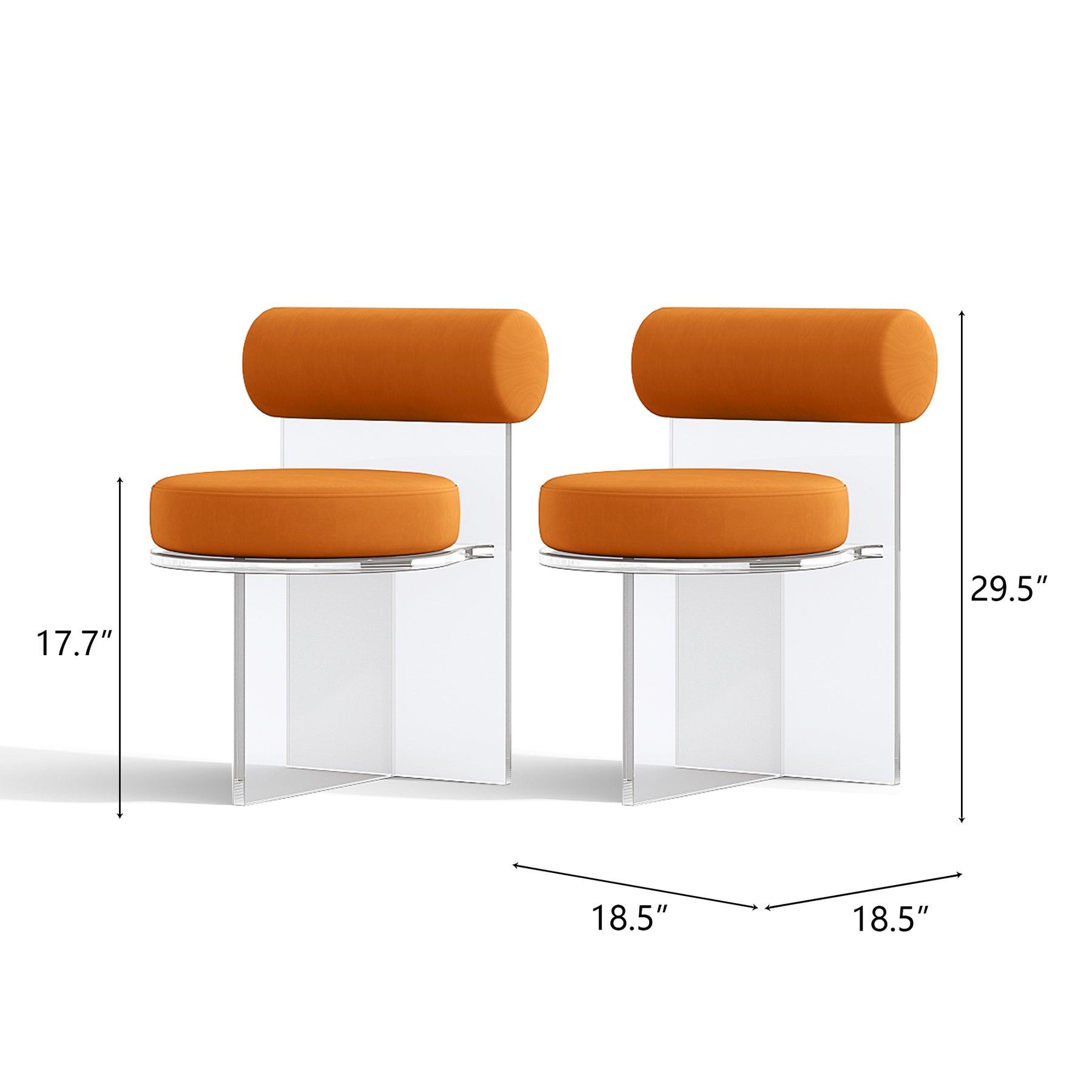 Fashion Orange Acrylic Dining Chair(Set Of 2)