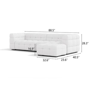 Italian Cloud White Lambswool Sofa with Armrests