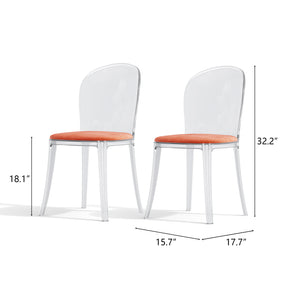 Minimalist Orange Acrylic Dining Chair(Set Of 2)