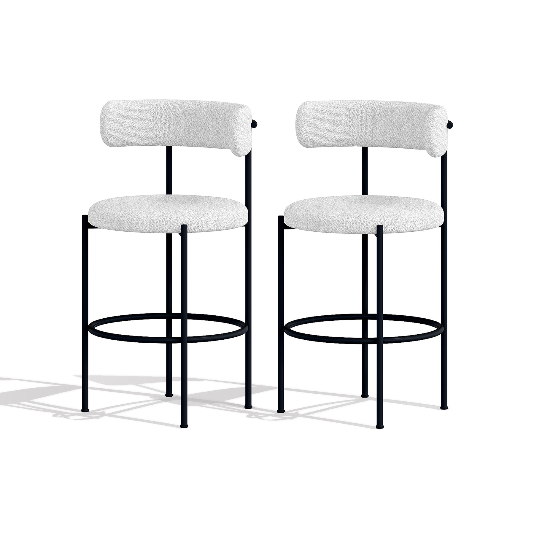 Modern White Velvet Bar Chairs