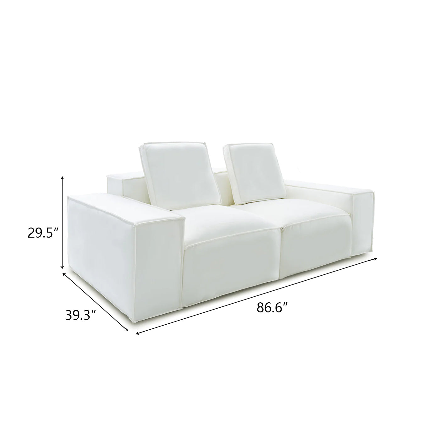 Modern Cloud White Technical Fabric Sofa, with Armrest, with Cushions