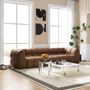 Modern Brown Microfiber Leather Sofa