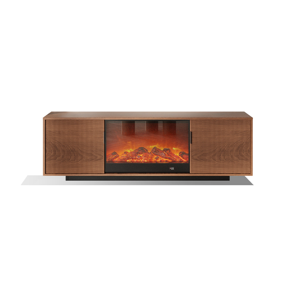 Mid-Century Ash Wood Electric Fireplace