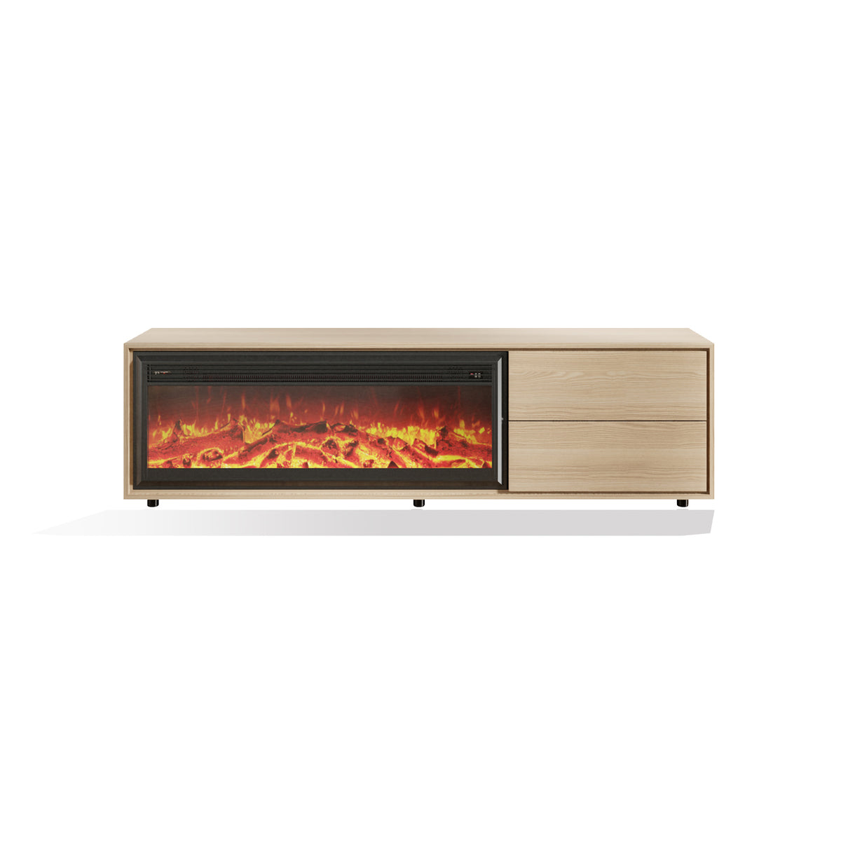 Nordic Style Walnut Wood Electric Fireplace