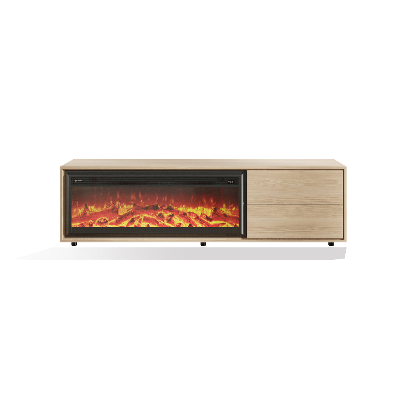 2 Storage Walnut+Ash Wood Electronic Simulation Heating Fireplace