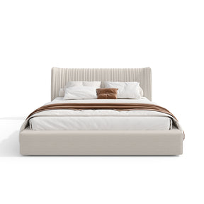 Modern White Fabric Rectangular Bed