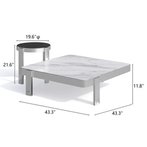 Silver Stainless Steel Coffee Table Set