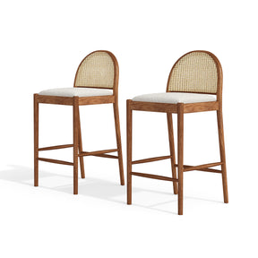 Mid-century Brown Rattan Bar Chairs
