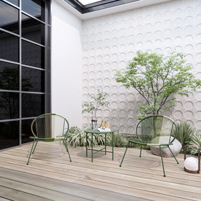 3 Pieces Rattan Outdoor Chair Set with Coffee Table