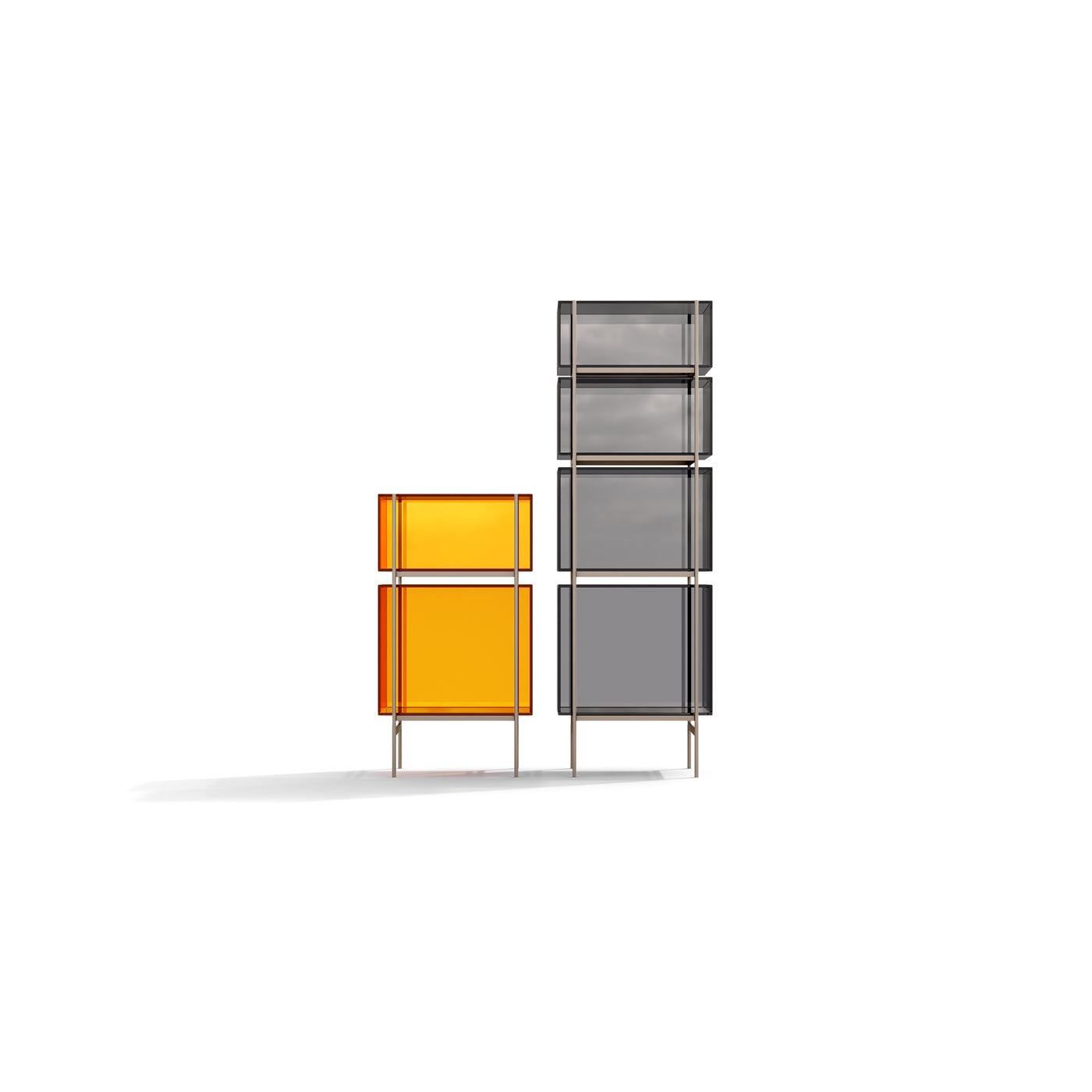 Fashion Acrylic Grey+Orange 2-piece Sideboard