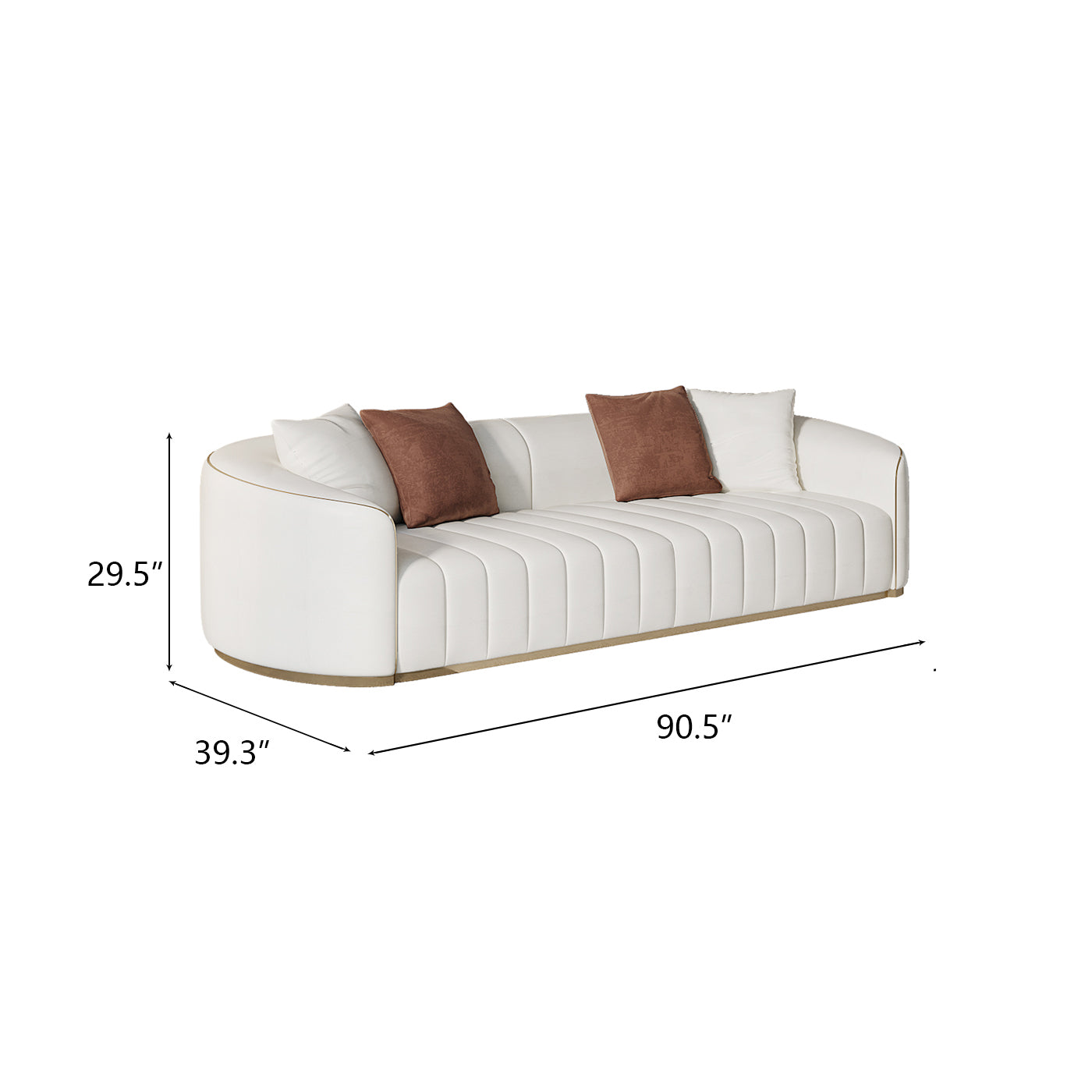 Modern Italian White Microfiber Leather Bridgewater Sofa, with  Armrest, with Cushions, with Titanium Base