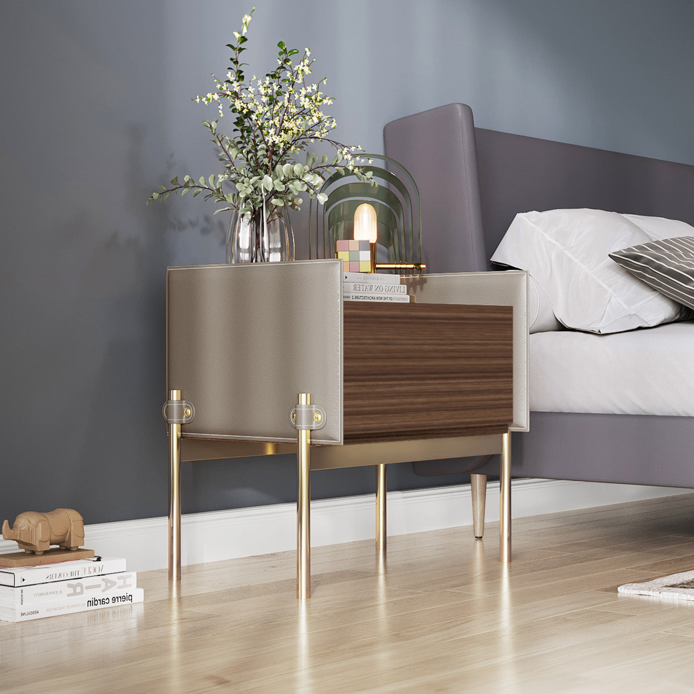 Nightstand with Metal Legs