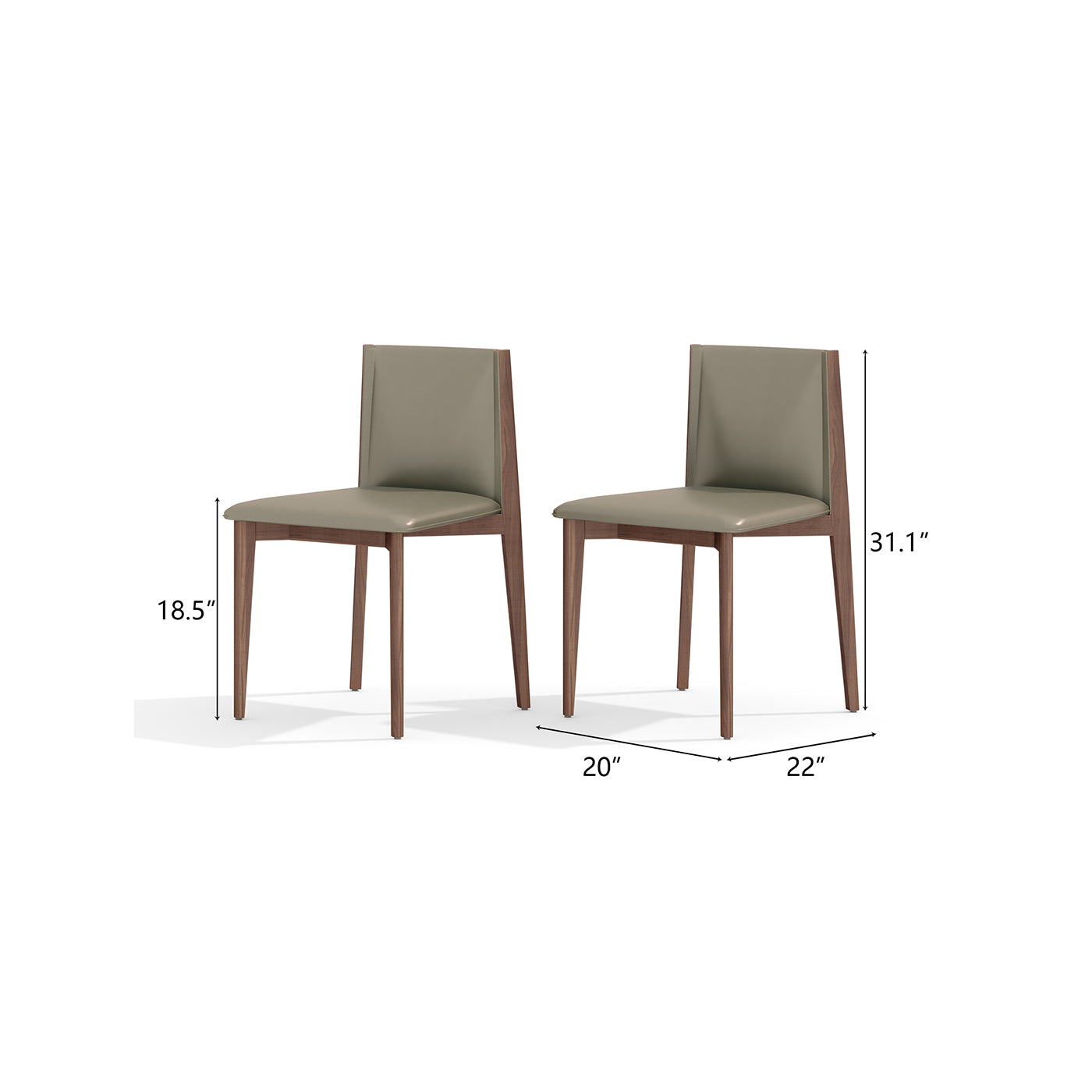 Green Leather Dining Chair(Set Of 2)