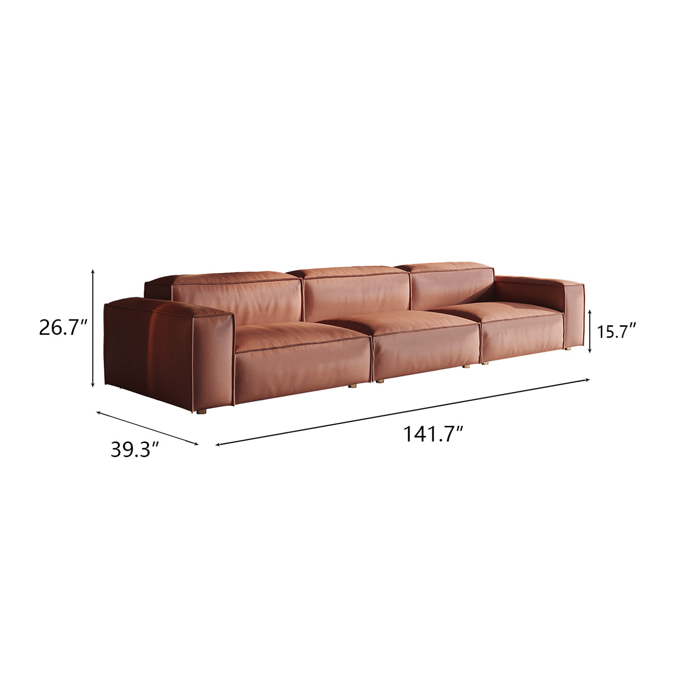 Modern Italian Brown Microfiber Leather Sofa, with Armrest, with Cushions
