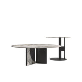 Modern Contemporary Slate Round 2-Piece Coffee Table
