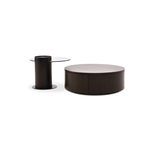 Modern Contemporary Wood Veneer Coffee Table Set