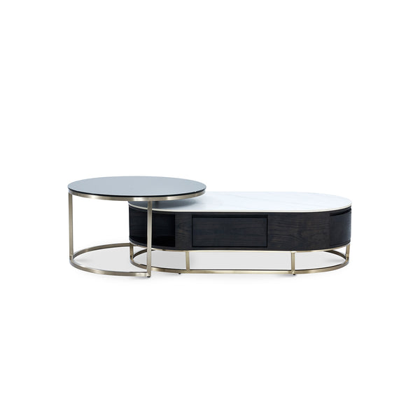 Modern Stylish Tempered Glass Top Cocktail Table Set
