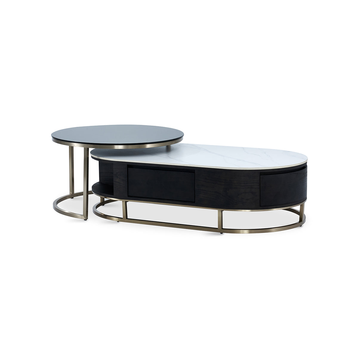 Modern Stylish Tempered Glass Top Cocktail Table Set