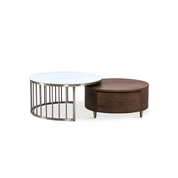 Modern Contemporary Two-Round-Table Cocktail Table Set