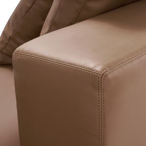 Modern Italian Orange Microfiber Leather Sectional Sofa, with 2 Throw Pillows