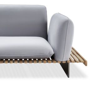 Modern Light Gray Linen Sofa, with Armrest, with Oak Frame, with Metal Base