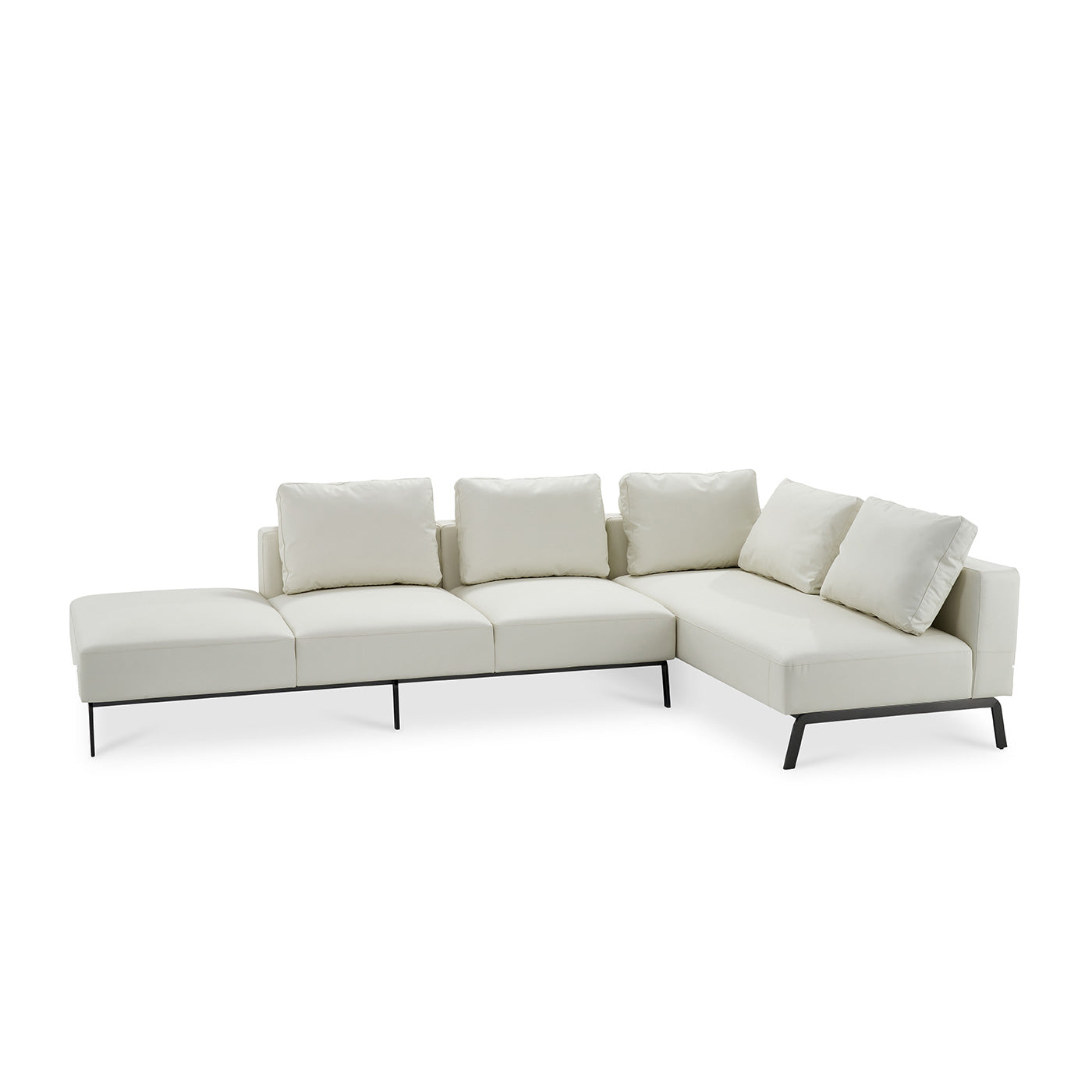 Modern Italian White Microfiber Leather Right Corner Sectional Sofa, with Armrest