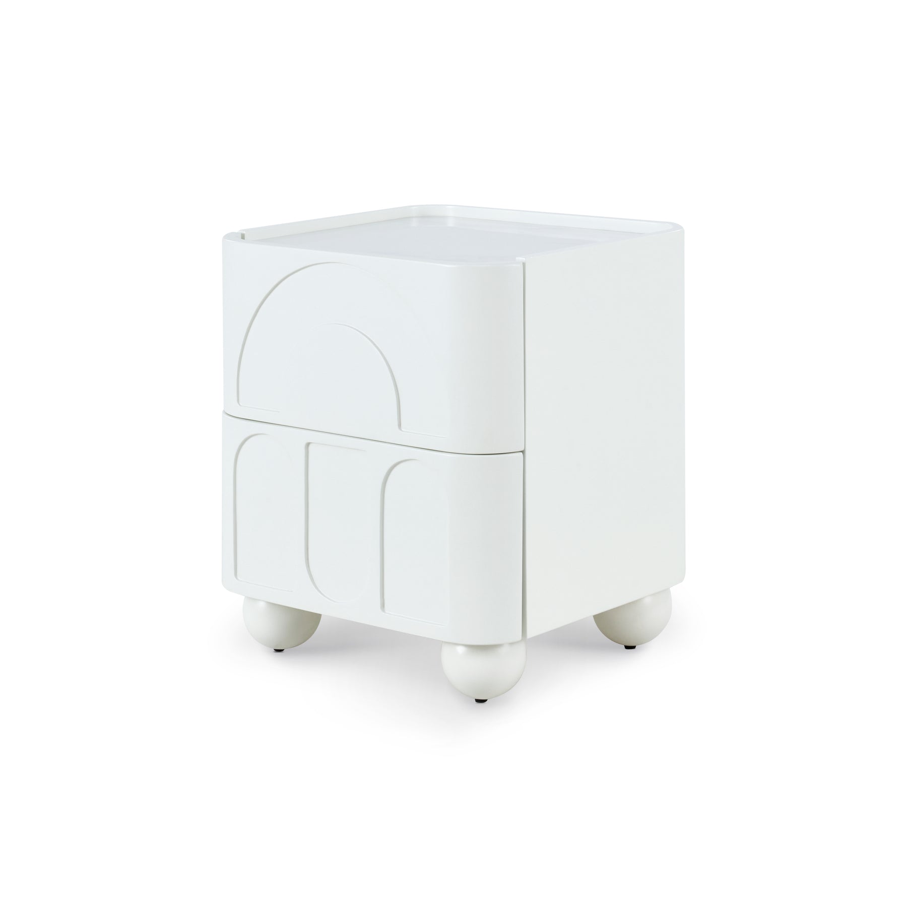 White Bedside Table with Wheels