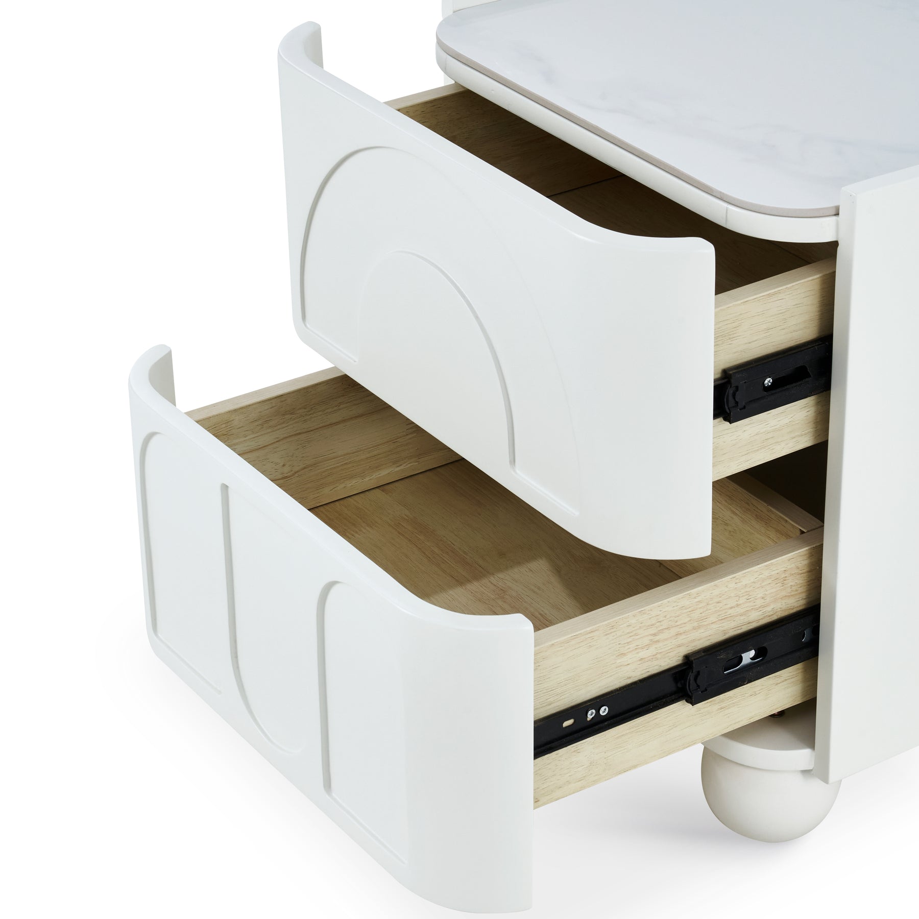 White Bedside Table with Wheels