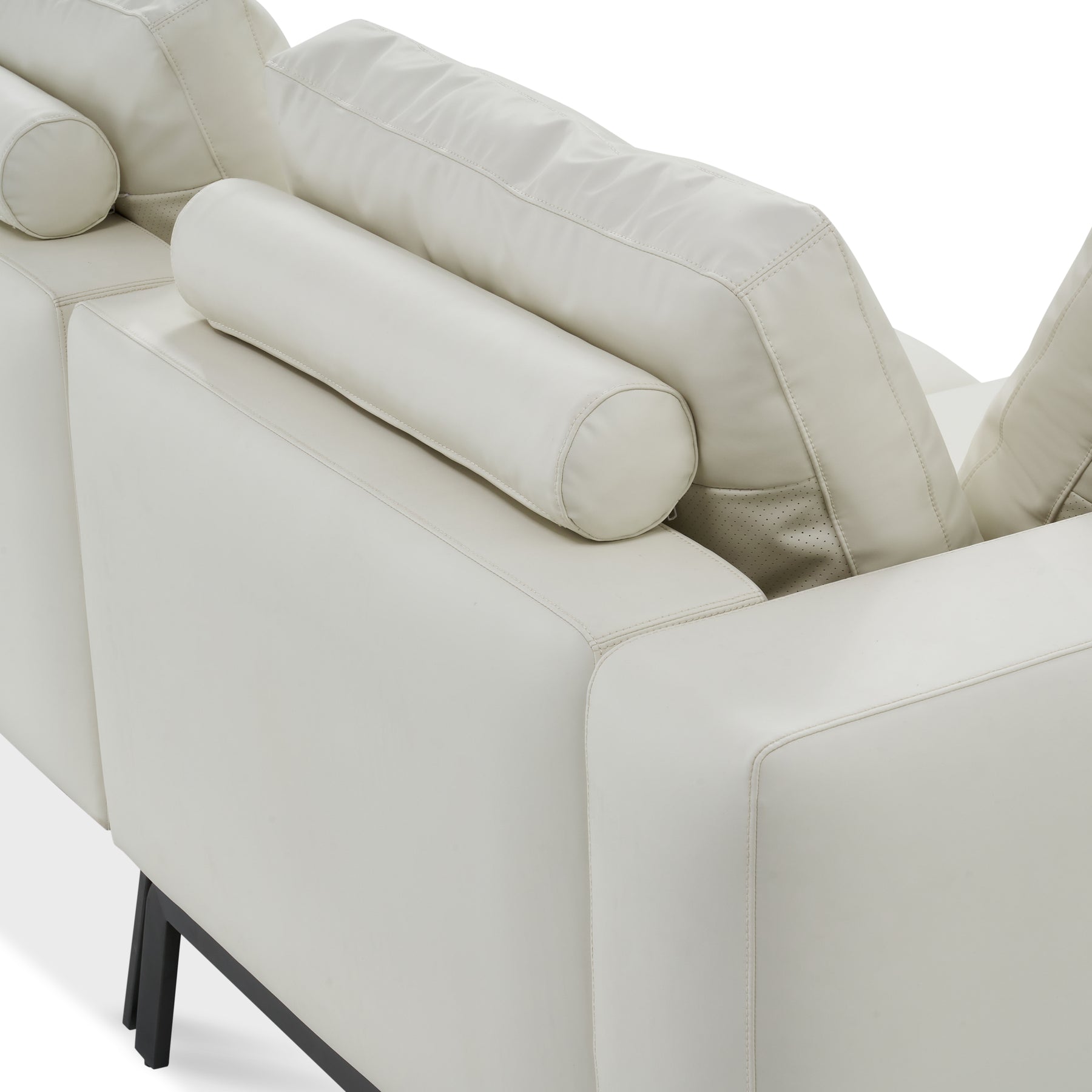 Modern Italian White Microfiber Leather Right Corner Sectional Sofa, with Armrest