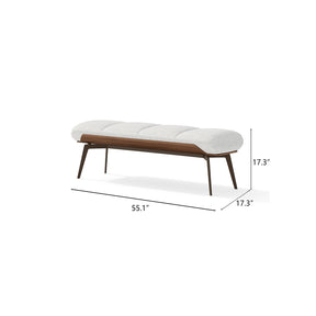 White Fabric Upholstered Bed End Stool