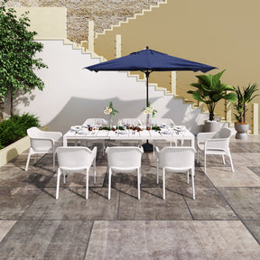 9 Pieces Outdoor Patio Extendable Resin Tables Set With 8 Chairs