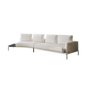 Modern Italian White Leather Chaise Lonuge Sofa, with Metal Legs