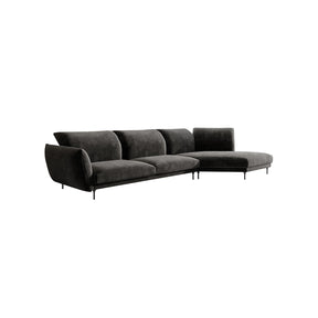 Modern Italian Gray Velvet Lounger Sofa, with Armrest, with Metal Legs