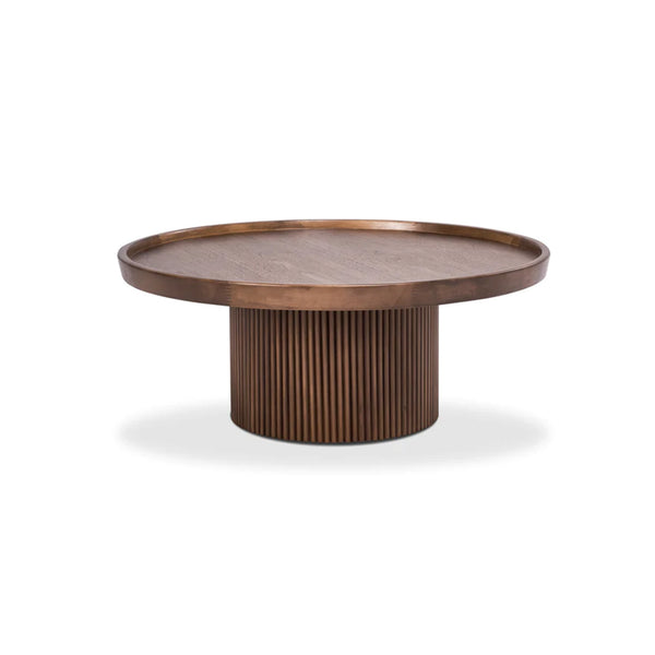 Modern Wooden Base Round Cocktail Table