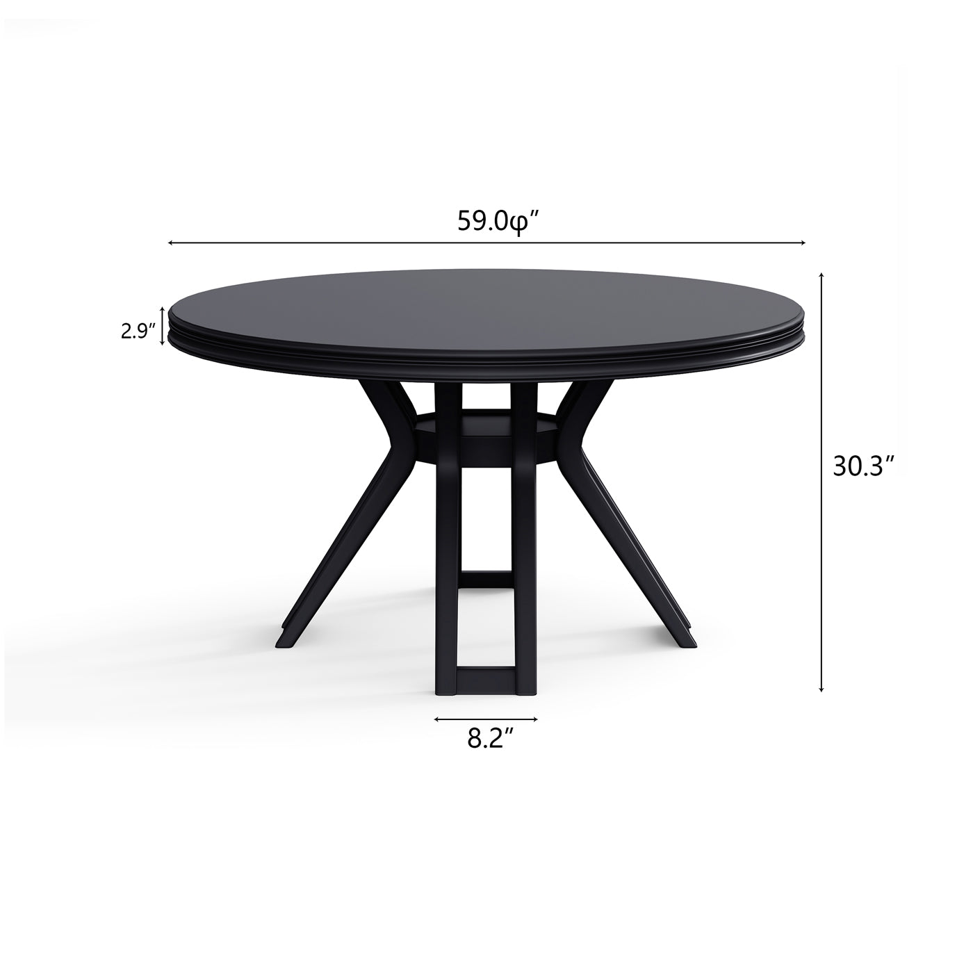 Solid Wood Black Round Dining Table