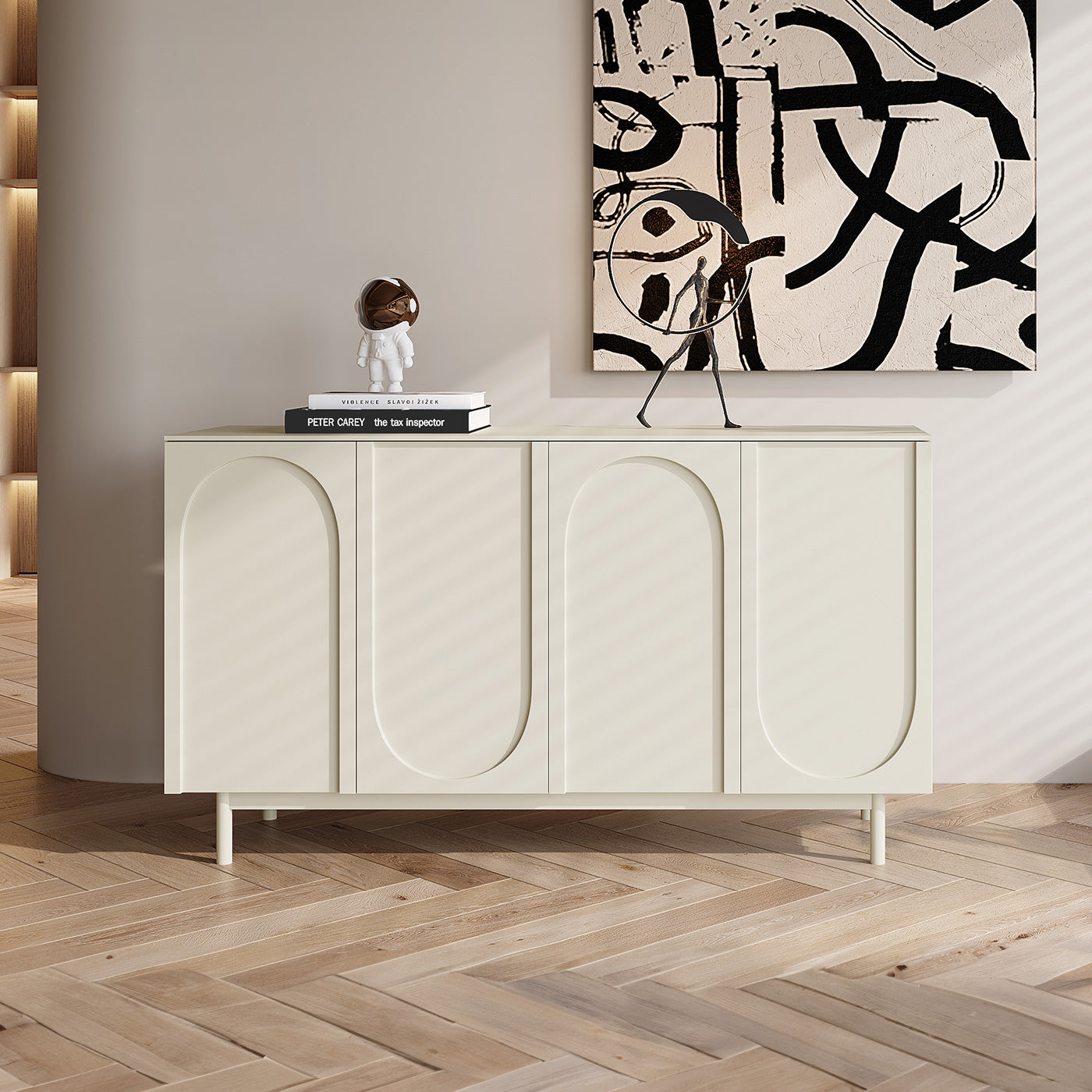 White Long Sideboard Cabinet