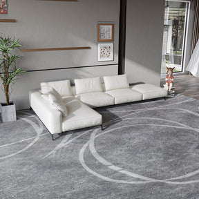 Modern Italian White Microfiber Leather Left Corner Sectional Sofa, with Armrest