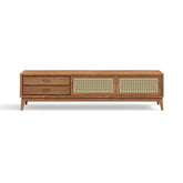 Light Wood Color Mid-Century Solid Wood TV Stand