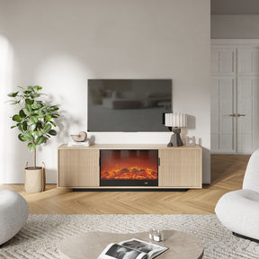 70.8in Ash Wood Veneer Simulation Fireplace