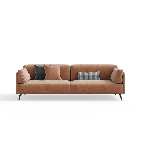 Mid-Century Orange Fabric Sofa