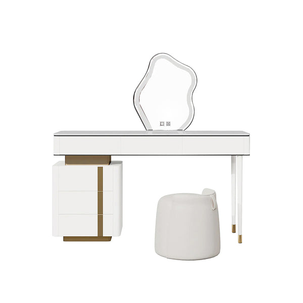 Contemporary Modern White Wooden Dressing Table Set