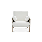 Modern Saddle Leather and Cotton Linen Fabric Lounge Chair
